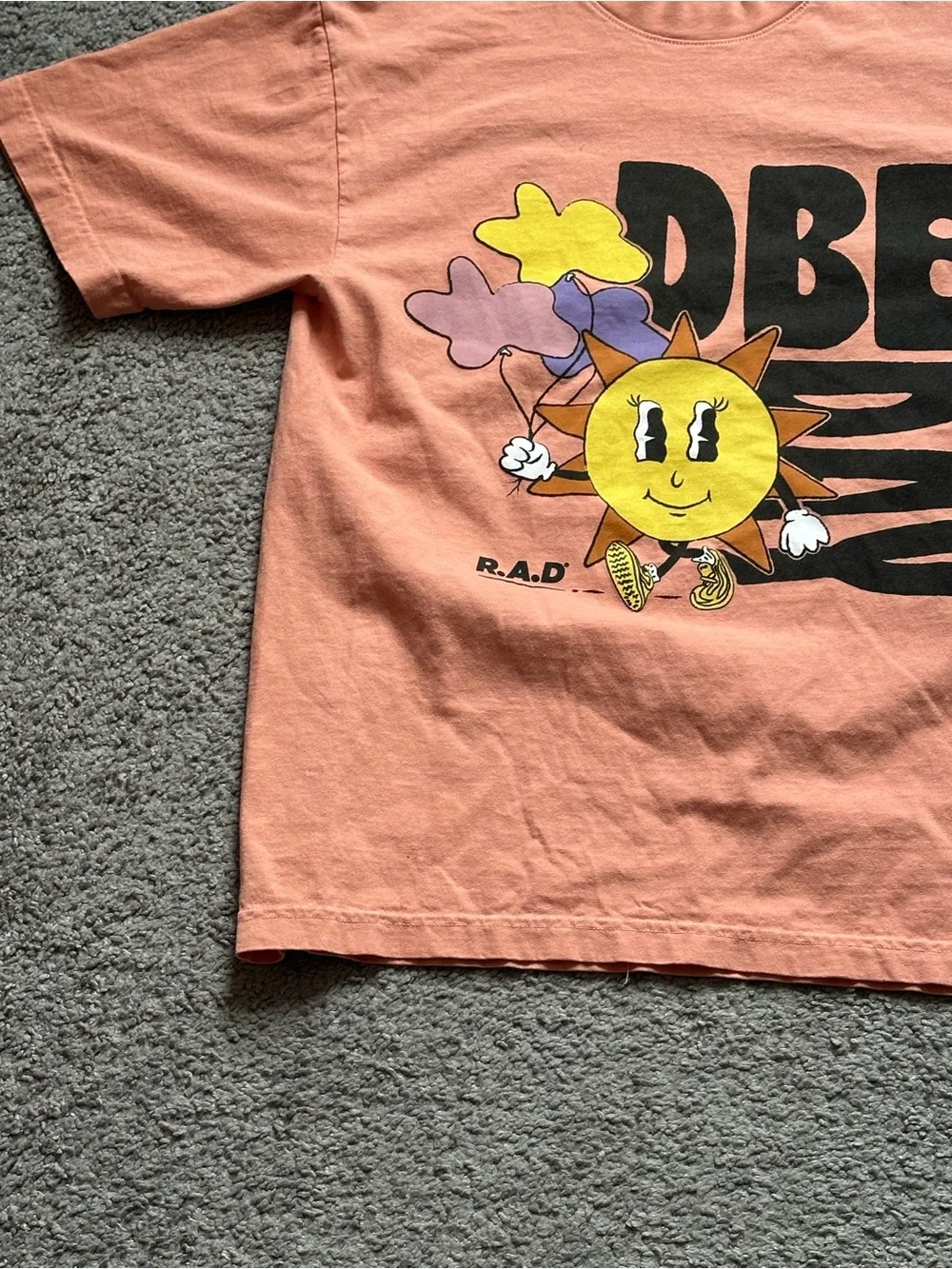 R.A.D x DBE collab 2022 Sun Graphic Logo Tee Crew Neck Short Sleeve Size S - Picture 2 of 6
